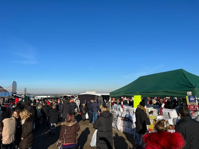 Shoppers browsing outdoor stalls at North Weald Market. Photo: North Weald Market. Source: https://www.northwealdmarket.co.uk/