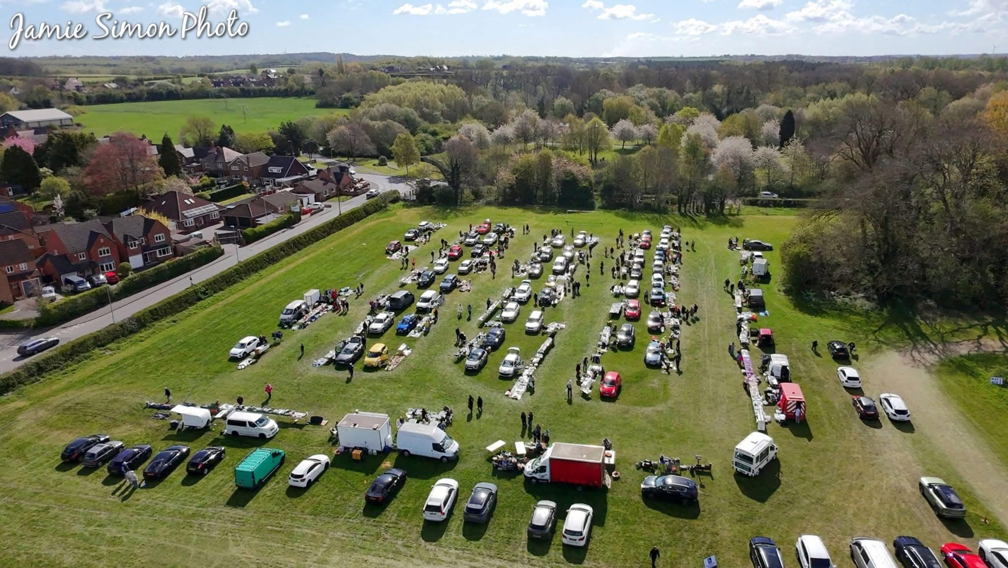 Aerial view of Moira Car Boot at Bath Lane, April 2026 Source: https://www.facebook.com/photo.php?fbid=998897842662161