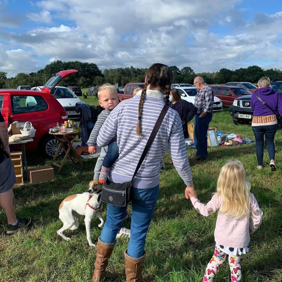 Families, shoppers, cars and goods at Weeting Saturday Car Boot Sale. Source: https://www.facebook.com/photo/?fbid=1300589242236462&set=a.101084088853656
