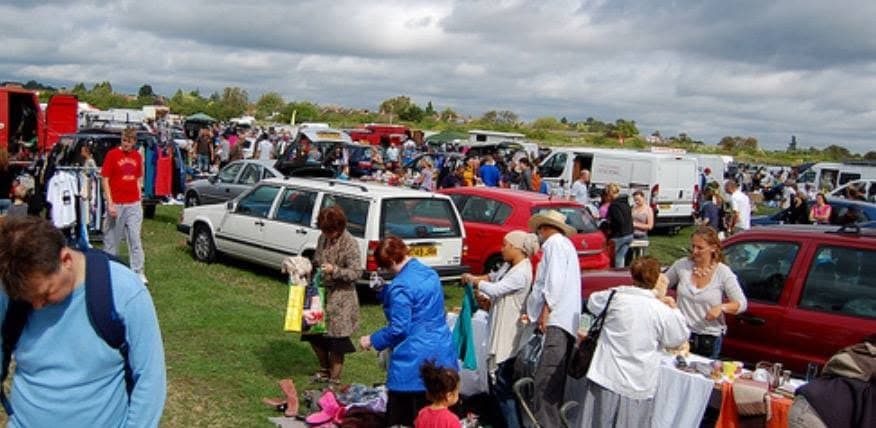 Whitchurch Car Boot Sale with cars, stalls and shoppers Source: https://www.facebook.com/people/Whitchurch-carboot-sale/100064036419975/