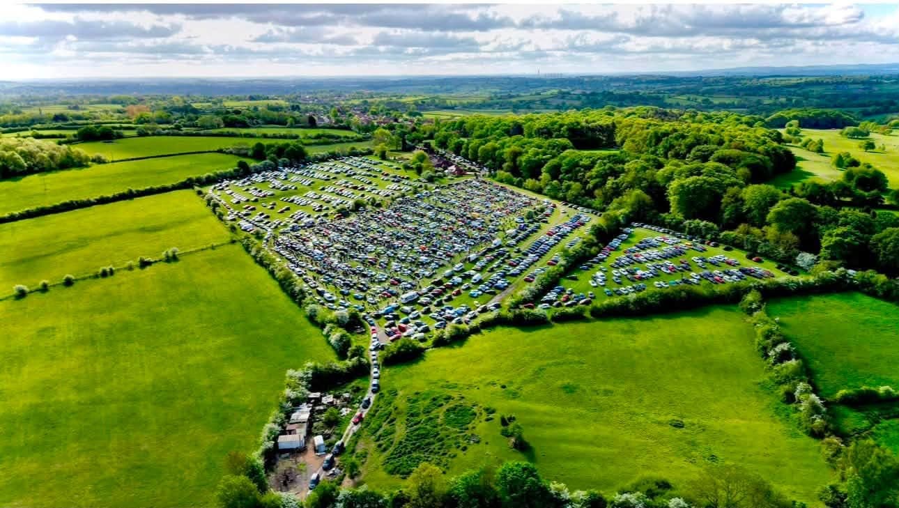 Current 2026 aerial view of Smalley Car Boot Sale, showing the outdoor stalls and parking fields. Source: https://www.facebook.com/photo.php?fbid=1333675632304796