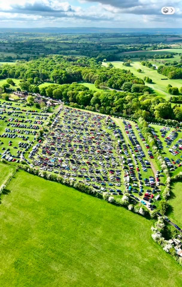 Current 2026 aerial view of the Smalley sale field, with rows of sellers and buyer parking. Source: https://www.facebook.com/photo.php?fbid=1333675575638135