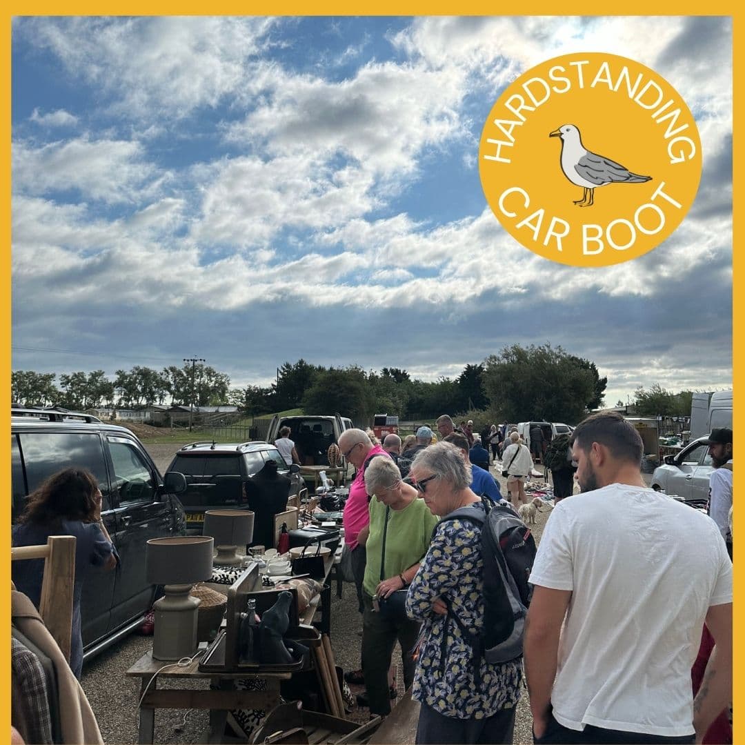 Shoppers browsing second-hand goods beside seller vehicles at Skirlington Car Boot Source: https://www.skirlingtonmarket.com/gallery.html