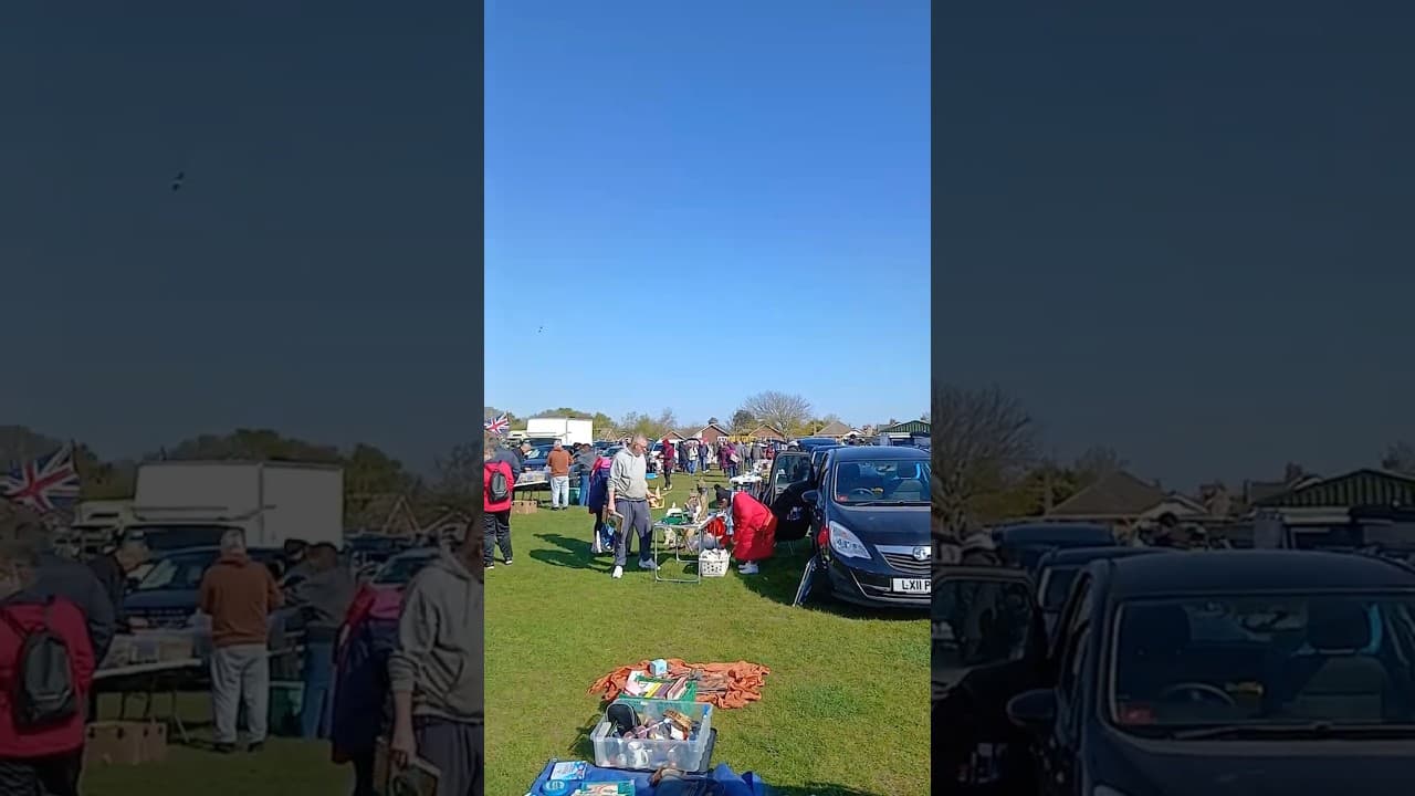 Exact April 2026 Corton Playing Field Car Boot video thumbnail showing cars, goods, sellers and buyers on the field. Source: https://www.youtube.com/watch?v=NTlHzJm-BM0