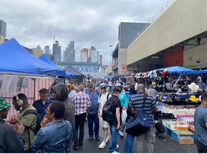 Shoppers browsing busy stalls at Nine Elms Market and Boot Sale in Vauxhall Source: https://static.wixstatic.com/media/300096_106e5e50761c40b6898656fdaddb308d~mv2.jpg